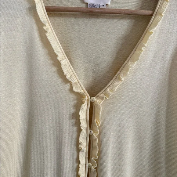 Vintage Silk cotton blend yellow ruffled cardigan - Picture 2 of 9